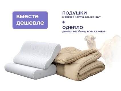 Одеяло Димакс Верблюд всесезонное + 2 подушки Sleeptek Norma-GEL BIG 1473