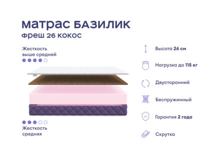 Кровать Димакс Риос + матрас Базилик Фреш 26 Кокос 1472