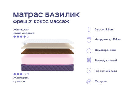 Кровать Димакс Риос с п/м + матрас Базилик Фреш 21 Кокос Массаж 1472
