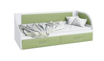 Кровать Белые Sontelle Кэлми Ренли с ящиком Белый + Зеленый